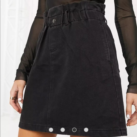 Noisy May Denim Mini Skirt with Paperbag Waist - Picture 3 of 4